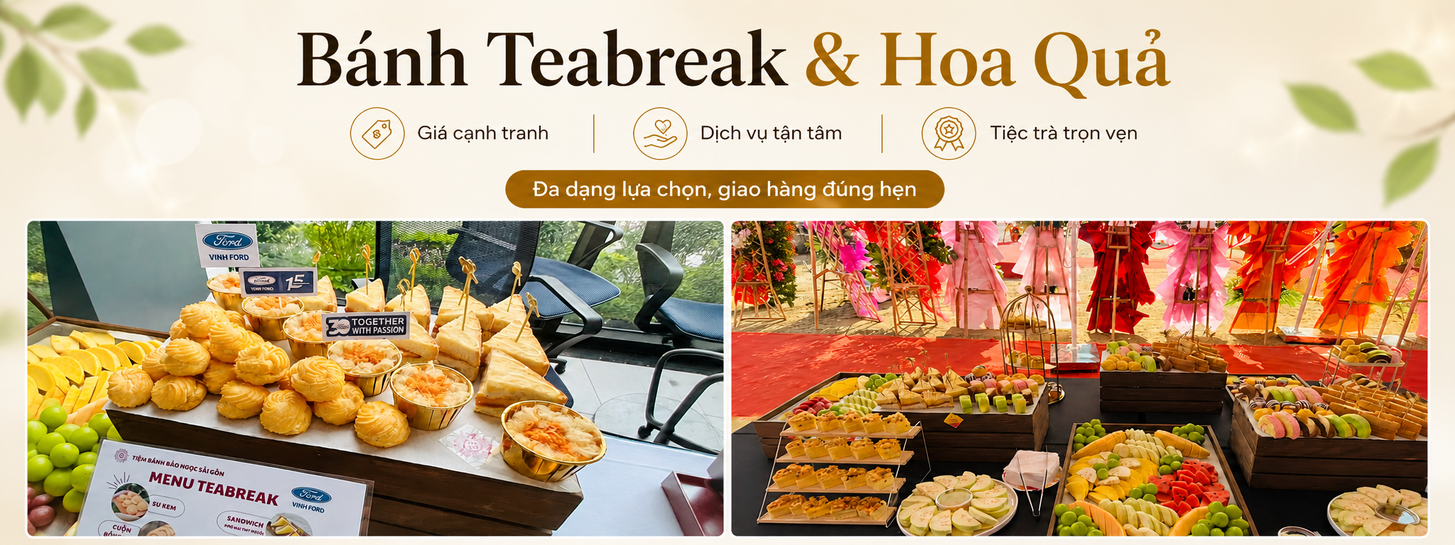 Bảo Ngọc S&agrave;i G&ograve;n cung cấp tiệc teabreak cho hội nghị, hội thảo v&agrave; sự kiện doanh nghiệp tại Nghệ An